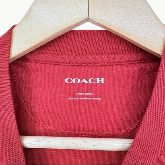 Coach Women’s Signature Logo Cropped Boxy Crew Neck T-Shirt | Size XS | Red - Picture 3 of 12